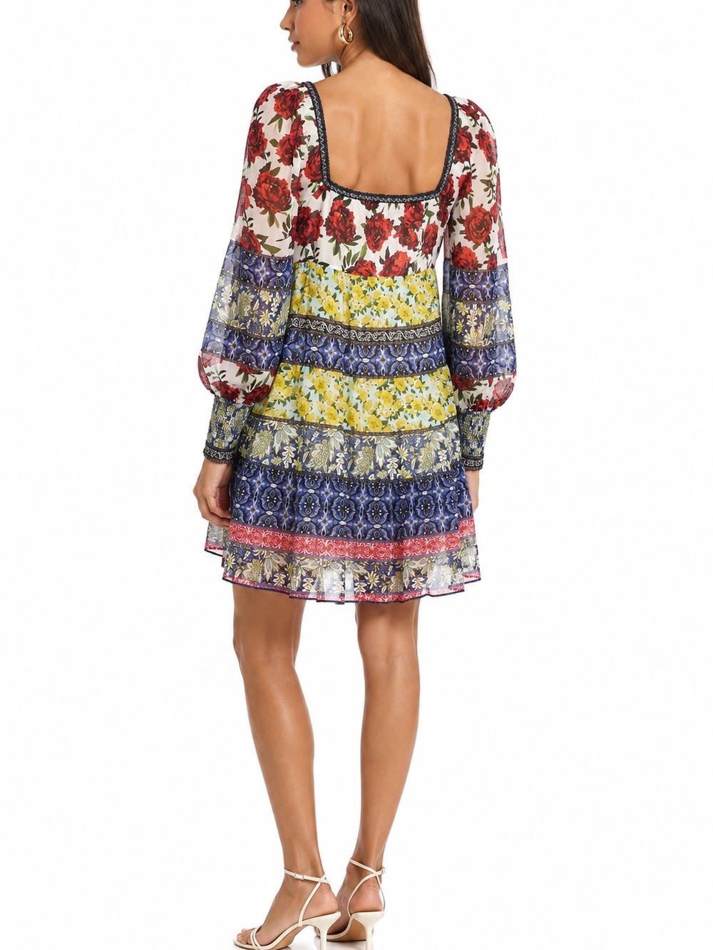 Alice + Olivia Rowen Patchwork in French Quarters Floral Tunic Dress Size Large - Picture 4 of 9